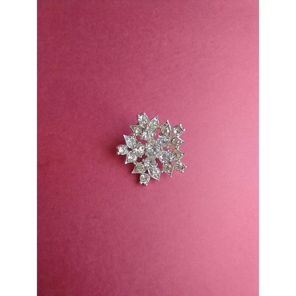 Bogoff Signed Rhinestone Brooch Silver Tone Star Snowflake - Picture 2 of 8